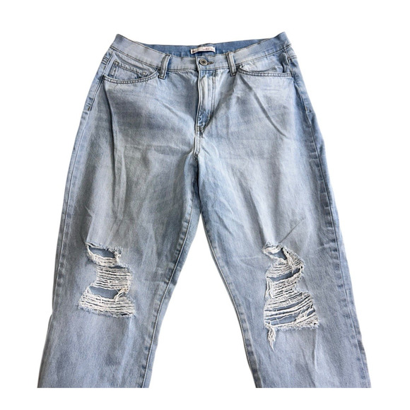 So High Rise Mom Jeans Sz 13 Waist 31 Light Blue Wash Stretch 27" Inseam - Picture 4 of 5